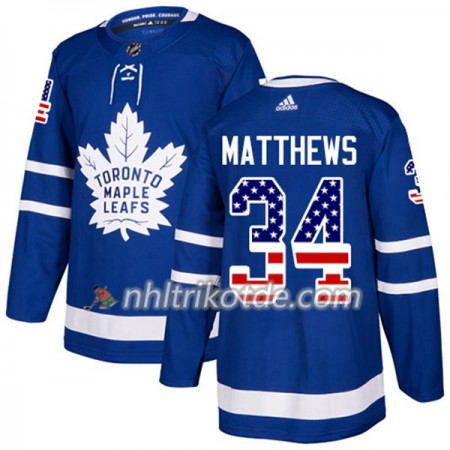 Toronto Maple Leafs Trikot Auston Matthews 34 Adidas 2017-2018 Blau USA Flag Fashion Authentic - Herren